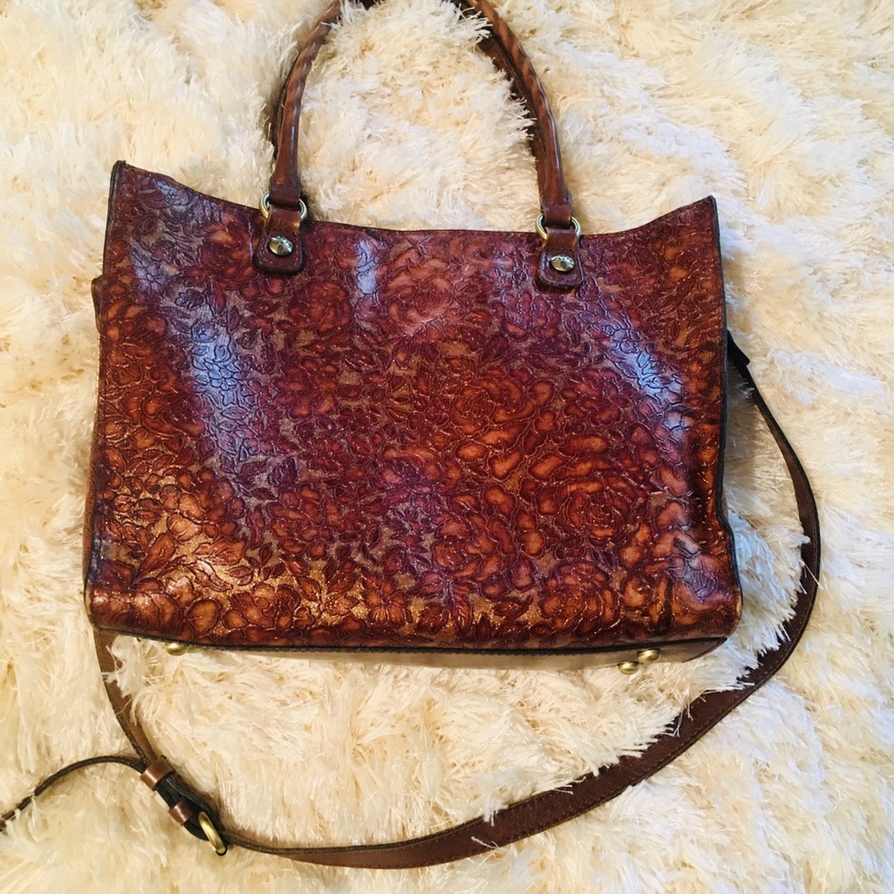 Patricia Nash leather tote. Poppy Glitter Rose bag